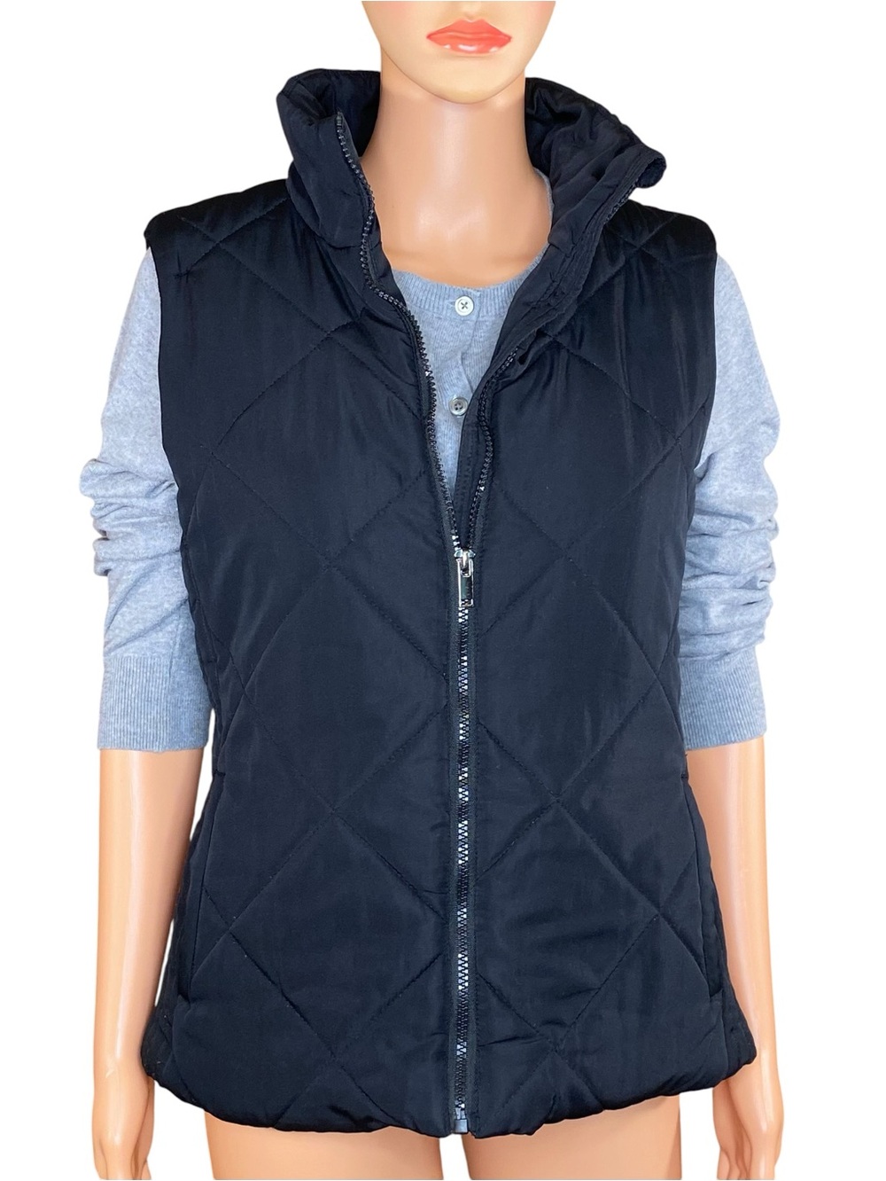 New York and CO Quilted Black Puffer Vest Lightweight Winter Option Full Zip M